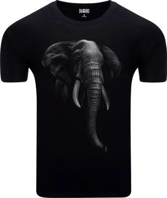 Produktbild von Diarbo Herren T-Shirt mit Aufdruck Wildtierporträts Elefant Schwarz Gr.L