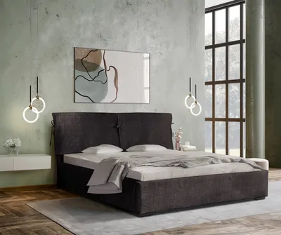 Produktbild von Polsterbett 200 x 200 cm mit Bettkasten und Matratze, Kopfteil mit Kissen, Bonellmatratze H3 Dunkelgrau Trapani
