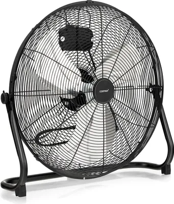 Produktbild von 160W Standventilator Ø57cm, tragbare Windmaschine mit 3 Geschwindigkeitsstufen & Aluminium-Lüfterflügel, Bodenventilator für Garage, Lager, Werkstatt