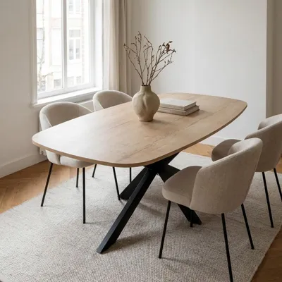 Productafbeelding van Eettafel Jaimy Naturel Deens Ovaal 160cm - Giga Meubel