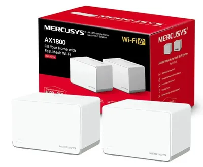 Produktbild von Mercusys HALO H70X (2-PACK), Weiß, Intern, Mesh-System, 350 m², Dual-Band (2,4 GHz/5 GHz), Wi-Fi 6 (802.11ax)