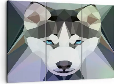 Produktbild von Bild auf Leinwand - Leinwandbild - Hund Husky Portrait - 105x70cm - Wand Bild - Wanddeko - Leinwanddruck - Bilder - Kunstdruck - Wanddekoration - Leinwand bilder - Wandkunst - CE105x70-3080