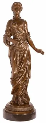 Obrázok produktu pre Casa Padrino luxusná secesná bronzová socha dáma bronzové farby / čierna 31,9 x 24,8 x v. 85,7 cm - Elegantná bronzová postava s mramorovým podstavcom - Barokové a secesné dekoratívne doplnky