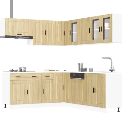 Produktbild von 11-tlg. Küchenschrank-Set Porto Sonoma-Eiche Holzwerkstoff