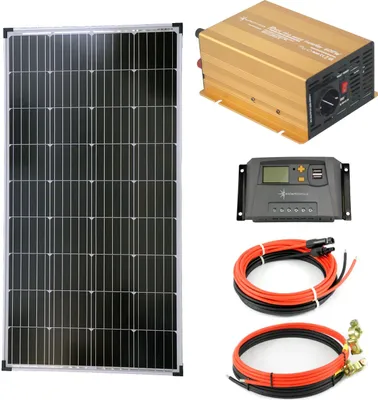 Produktbild von Solar Set 12V 130 Watt Solarpanel Reiner Sinus Wechselrichter 600W Solaranlage PV