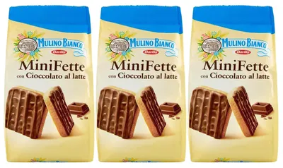 Produktbild von MULINO BIANCO Mini Fette - Italienische Mini-Kekse mit Überzug aus Milchschokolade 110g (x3)