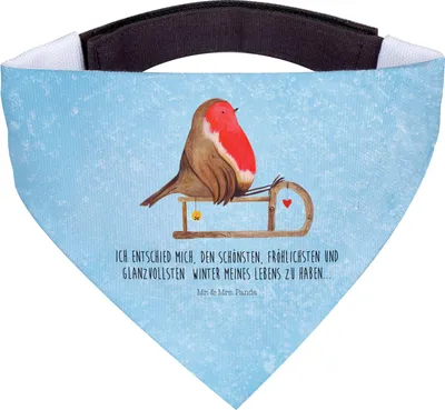Produktbild von Mr. & Mrs. Panda Halstuch Für Hunde Rotkehlchen Schlitten - Eisblau - Geschenk, Hundehalstuch, Bandana, Weihnachten, Dreieckstuch, Hund, Vogel