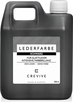 Produktbild von CREVIVE Lederfarbe Schwarz 1000 ml – für Echtleder und Kunstleder zum färben und umfärben von Leder