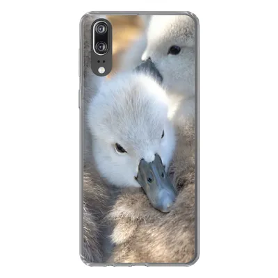 Produktbild von MuchoWow® Handyhülle Schutzhülle Hülle für Huawei P20 Schwäne - Licht - Küken Silikon Softcase Handy Hülle - Hardcover