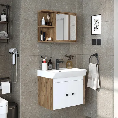 Immagine prodotto di Set di mobili da bagno Roomart ADA, 3 pezzi, larghezza 60 cm, rovere bianco