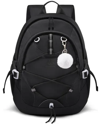 Produktbild von Schulrucksack Teenager Mädchen Damen 17,3 Zoll Laptop Rucksack Kinder Brustgurt Wasserdicht Schwarz