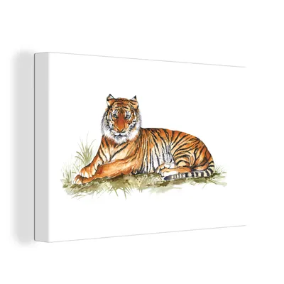 Obrázek produktu pro OneMillionCanvasses® Malba na plátně Nástěnná malba na plátně - Tygr - Malování - Oranžová - 150x100cm