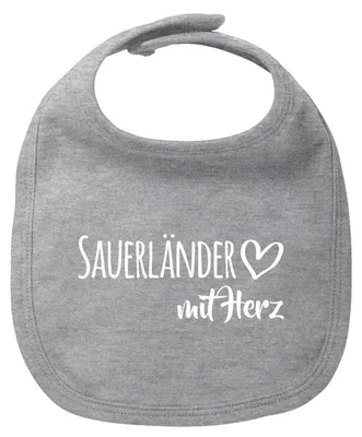 Produktbild von Huuraa Baby Lätzchen Sauerländer mit Herz Heather Grey Klettverschluss  Baumwolle Latz Geschenkidee