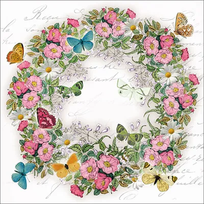 Produktbild von Servietten Papier 33x33cm 3-lagig mit Blumenkranz Motiv 20 Stück