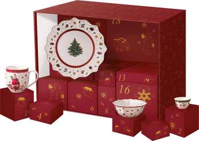 A Villeroy & Boch Advent calendar with Christmas-themed items.