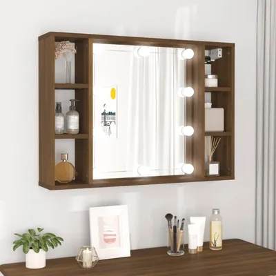 Produktbild von Cloris DesignMöbel - Spiegelschrank mit LED Braun Eichen-Optik 76x15x55cm