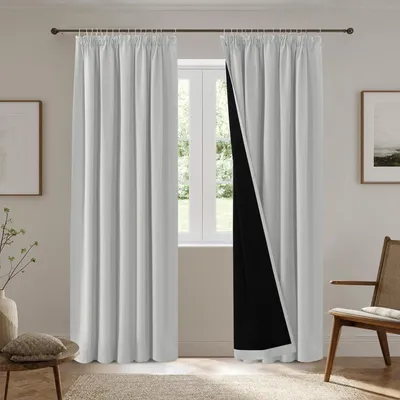Imagen del producto de Cortinas térmicas - Juego de 2 - Opacas - Gris y blanco