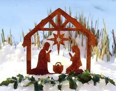 Produktbild von Famanu Gartenstecker Krippe - Edelrost Gartendekoration für Winter und Weihnachten