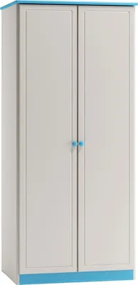 Produktbild von Echtholz Kleiderschrank, Farbe: Weiß / Blau 160x90x60 cm