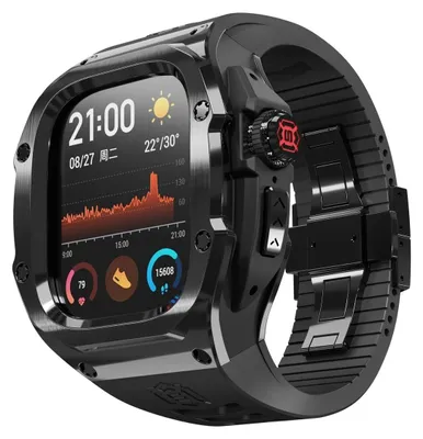 Image de Pour Apple Watch Ultra 2 / 1 49mm de haute qualité en silicone bracelet en métal boîtier