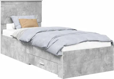 Productafbeelding van Bedframe Beton Grijs en Zilver 70 x 190 cm Bewerkt hout
