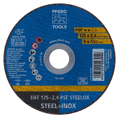 Image de PFERD Disque à tronçonner PSF STEELOX Ø 125 x 2,4 mm droit - 61721122