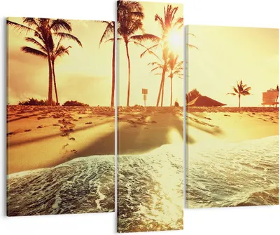 Produktbild von Bild auf Leinwand - Leinwandbild - Strand Meer Palme - 95x80cm - Wand Bild - Wanddeko - Wandbilder - Leinwanddruck - Bilder - Kunstdruck - Wanddekoration - Leinwand bilder - Wandkunst - CB95x80-3609