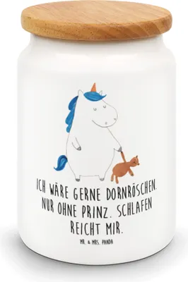 Produktbild von Mr. & Mrs. Panda Teedose Einhorn Teddy - Weiß - Geschenk, Keksdose, Aufbewahrungsdose, Einhörner, zuckerdose, Unicorn, Bett, Gute Nacht, behälter, Dose, schlafen