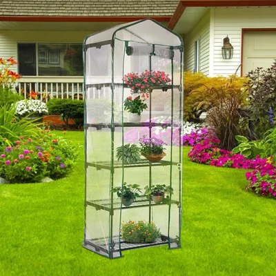 Produktbild von TOYA | Garten Foliengewächshaus, für Balkon & Terrasse mit 5 Regalen, bis zu 10kg, 200x69x49cm, Tomatengewächshaus, Folie Gewächshaus Klein Tomatenhau