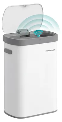 Produktbild von Mülleimer mit Sensor, automatischer Abfalleimer 50 L, Softclose-Deckel, Stahl, weiß