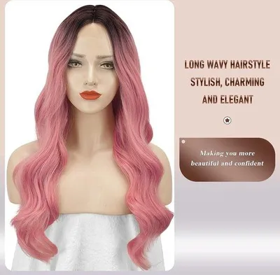 Immagine prodotto di Parrucca sintetica da donna color rosa