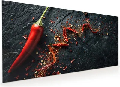 Produktbild von Küchenrückwand Spritzschutz Glas mit Motiv Chili Auf Schiefer 40 x 40 cm