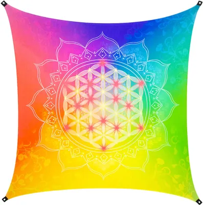 Produktbild von PSYWORK Schwarzlicht Segel Elasthan Goa "Flower Of Live II", 2,25x2,25m