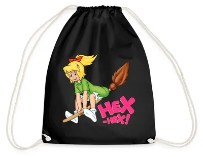 Produktbild von Spreadshirt Bibi Blocksberg Fliegt Davon Turnbeutel, One size, Schwarz