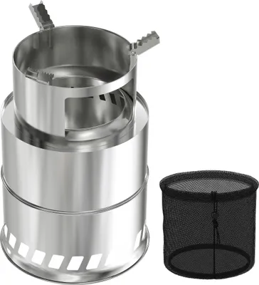 Produktbild von TANYEAR Holzofen Campingkocher Edelstahl, Hobo Kocher mit Topfständer & Tragetasche