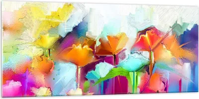 Produktbild von Bilder auf glas - Blumen Wiese Sommer - 120x50cm - Glasbilder - Wandbilder - Kunstdruck - zum Aufhängen bereit - Wanddekoration aus Glas - Glas Bilder - Wandbild auf Glas - Einteilig - GAB120x50-4095