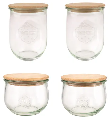 Produktbild von WECK Gläser Set Tulpenform 4 Einmachgläser, 2x 1000 ml, 2x 500 ml
