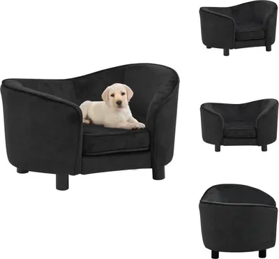 Produktbild von vidaXL Hundesofa Schwarz 69x49x40 cm Plüsch - Hundebetten