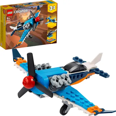 Produktbild von LEGO 31099 Creator 3in1 Propellerflugzeug, Düsenflieger oder Hubschrauber, Spielzeug für Kinder ab 6 Jahre, Flugzeug, Konstruktionsspielzeug