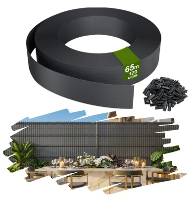 Obrázek produktu pro YRHome PVC zástěna na balkon, fólie na ochranu soukromí, kryt plotu, balkon, terasa, zahrada, 65 m, antracitová, včetně 120 upevňovacích sponek