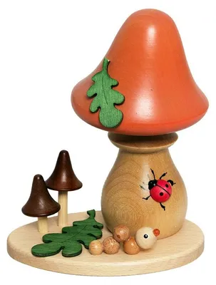 Produktbild von Drechslerei Kuhnert - Räucherfigur Pilz Sandhäubling - Größe ca. 14cm, für Räucherkerzen Größe M (Standard) - 36004