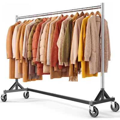 Produktbild von HOKEEPER Kommerzieller Kleiderständer mit Z-Ständer, Tragkraft 182 kg, robuster Kleiderstange auf Rollen, verstellbarer Garderobenständer zum Aufhänge