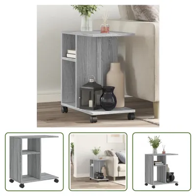 Produktbild von The Living Store Beistelltisch mit Rollen Grau Sonoma 50x30x55 cm Holzwerkstoff