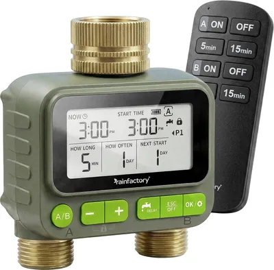 Productafbeelding van Bewateringscomputer 2 uitgangen met afstandsbediening - automatische irrigatieregelaar voor tuin - timer met 4 programma's, handmatig, delay, IP65