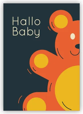 Produktbild von 4x Schöne Retro Baby Glückwunschkarte zur Geburt mit Vintage Teddy Bär: Hallo Baby