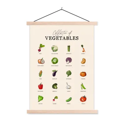 Produktbild von MuchoWow® Textilposter Küche - Gemüse - Lebensmittel 40x53 cm mit holzfarbenen Rahmen - Schlafzimmer