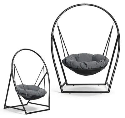 Produktbild von Vigevee Hängesessel mit Gestell Hängeschaukel Hängestuhl bis 150kg für Indoor und Outdoor + Kissen Hängekorb Stahlgestell & Sitzpolster Schaukel Hängesitz Garten