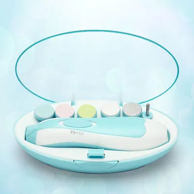 Produktbild von 6-in-1 elektrischer Baby-Nagelschneider, kabellos, geräuscharm, tragbare Säuglingsschere, Himmelblau