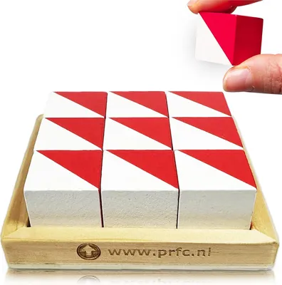 Productafbeelding van Test Blocks - 9 wooden cubes in white and red with 60 patterns and mobile app - Ideal for WISC - WAIS - WPPSI prep