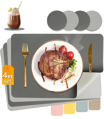 Platzsets, abwaschbar, hitzebeständig, doppelseitig, 4er-Set, 43x30 cm